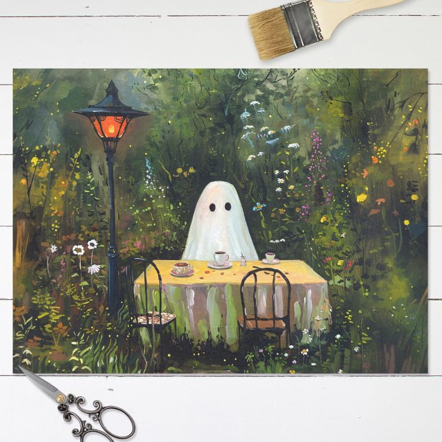 Papel De Seda Whimsical Ghost Garden Tea Fiesta Decoupage (Subido por el creador)