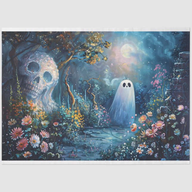 Papel De Seda Whimsical Ghost Garden Walking Path Decoupage (Anverso)