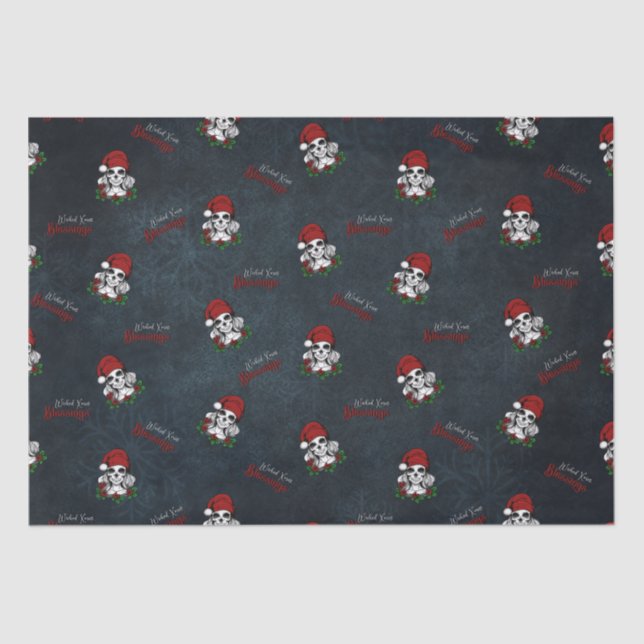 Papel De Seda Whimsical Gothic Santa Skull Navidades (Anverso)