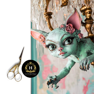 Papel De Seda Whimsical Gótico Gato Gargoyle Decoupage