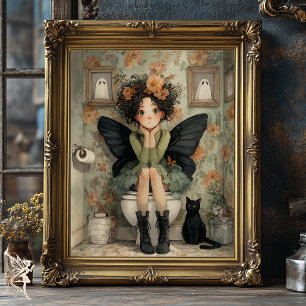 Papel De Seda Whimsical Halloween Fairy on Toilet with Decoupage