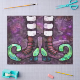 Papel De Seda Whimsical Halloween Witch Boots Purple Decoupage