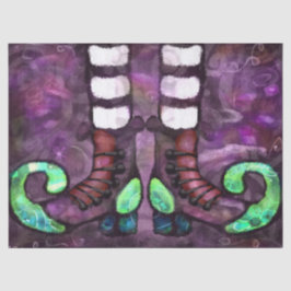 Papel De Seda Whimsical Halloween Witch Boots Purple Decoupage