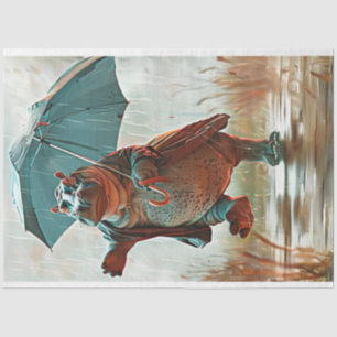 Papel De Seda Whimsical Hippo bailando en el desfalco de la lluv