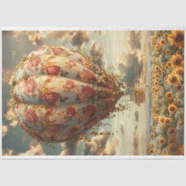 Papel De Seda Whimsical Hot Air Balloon Sunflowers Decoup