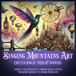 Papel De Seda Whimsical Hummingbird Steampunk Flight Decoupage