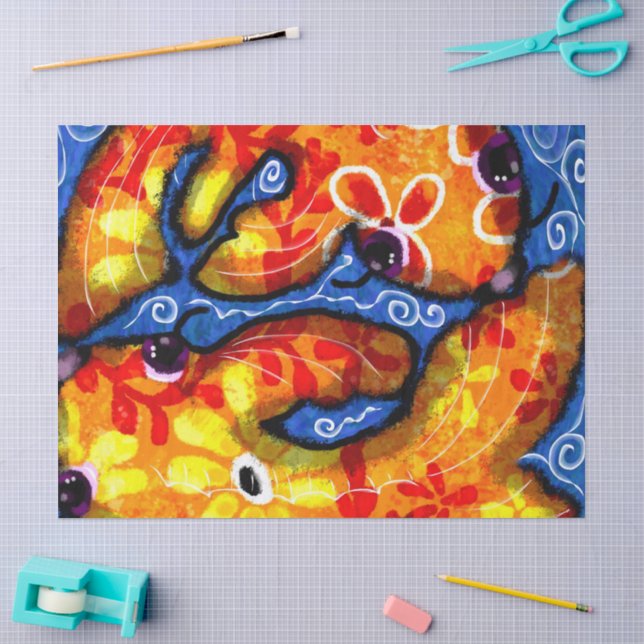 Papel De Seda Whimsical Koi Goldfish Naranja Decoración Floral (Artesanía)