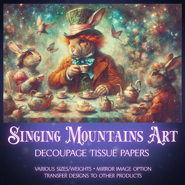 Papel De Seda Whimsical Mad Hatter March Hare Tea Decoupage (Subido por el creador)