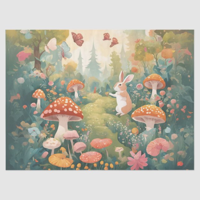Papel De Seda Whimsical Mushroom Garden (Anverso)