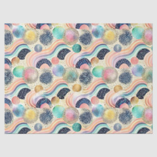 Papel De Seda Whimsical Pastel Rainbow Waves y Purpurina Resumen