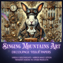 Whimsical Rabbit Gothic Steampunk Decoupage