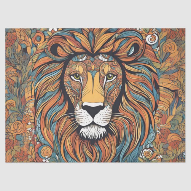 Papel De Seda Whimsical Regal Lion (Anverso)