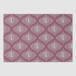 Papel De Seda Whimsical rosado Snowman Mandala Retro Ogee Damask
