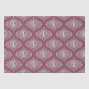 Papel De Seda Whimsical rosado Snowman Mandala Retro Ogee Damask