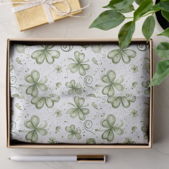 Papel De Seda Whimsical Sage Green Watercolor Shamrock  (Subido por el creador)