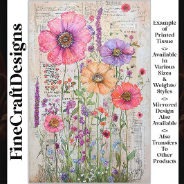 Papel De Seda Whimsical Shabby Chic Wildflowers S8R Decoupage