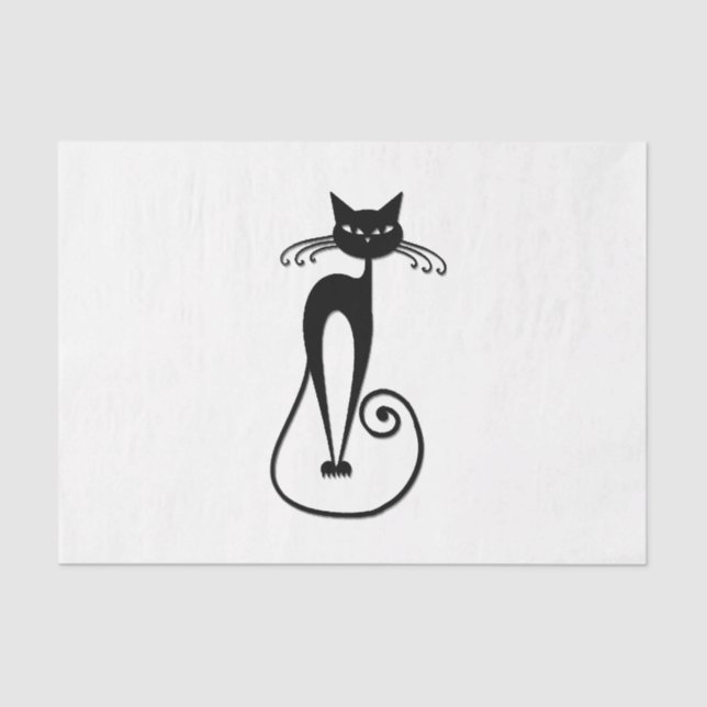 Papel De Seda Whimsical Skinny Black Cat (Anverso)