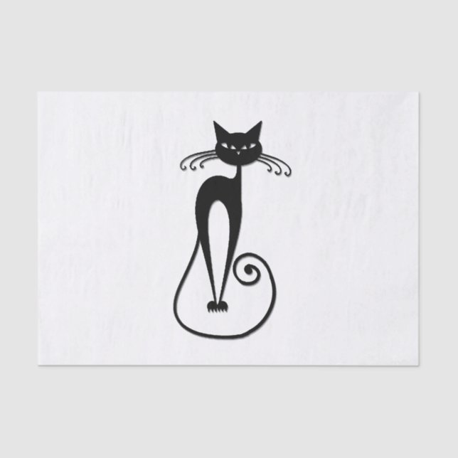 Papel De Seda Whimsical Skinny Black Cat (Anverso)