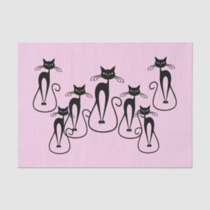 Papel De Seda Whimsical Skinny Black Cat Rosa