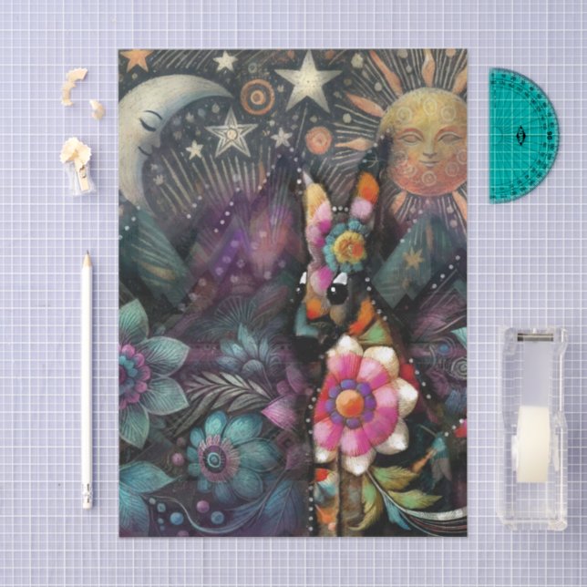 Papel De Seda Whimsical Southwest Coyote Animal Decoupage (Artesanía)