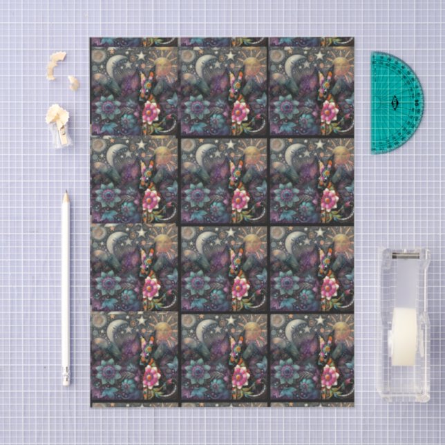 Papel De Seda Whimsical Southwest Coyote Tiled Decoupage (Artesanía)