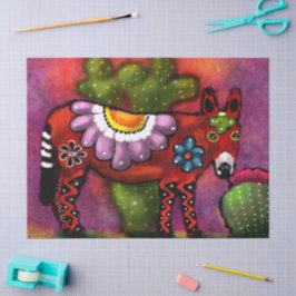 Papel De Seda Whimsical Southwest Floral Donkey Decoupage