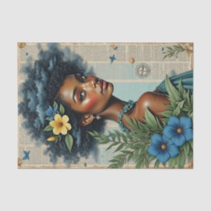 Papel De Seda Whimsical Spring Collage   Arte tropical azul