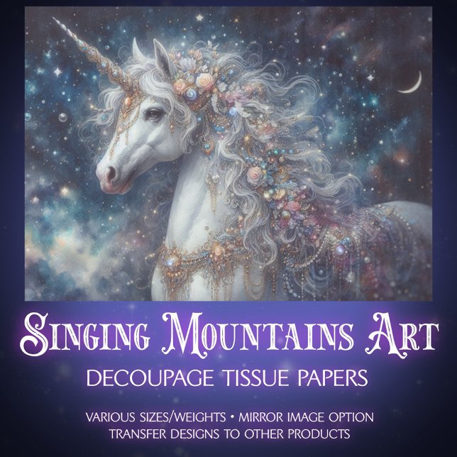 Papel De Seda Whimsical Starlight Unicorn Decoupage  (Subido por el creador)