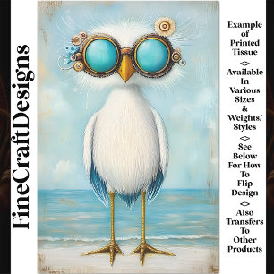 Papel De Seda Whimsical Steampunk Bird By the Sea BS5 Decoupage