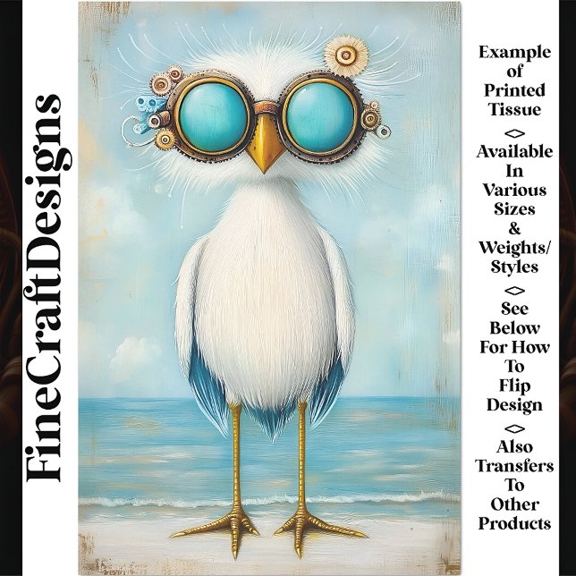 Papel De Seda Whimsical Steampunk Bird By the Sea BS5 Decoupage (Subido por el creador)