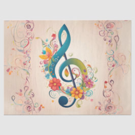 Papel De Seda Whimsical Treble Clef Decoupage