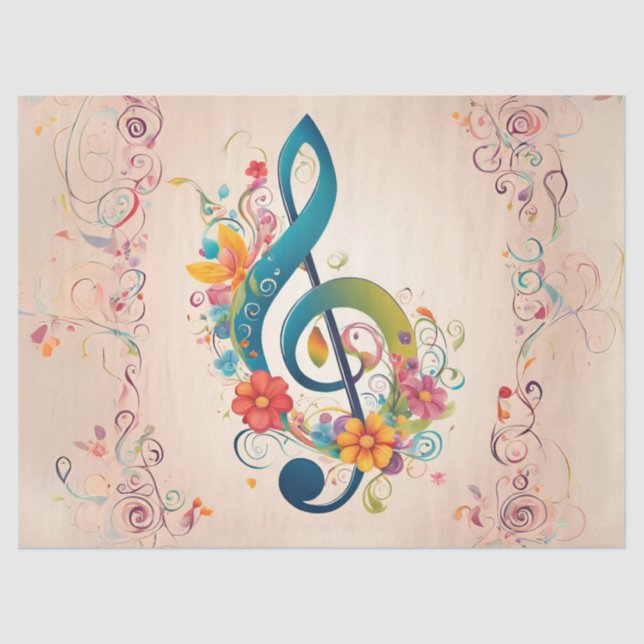 Papel De Seda Whimsical Treble Clef Decoupage (Anverso)