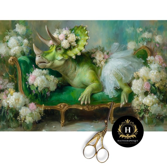 Papel De Seda Whimsical Triceratops Floral Ballerina Decoupage (Subido por el creador)