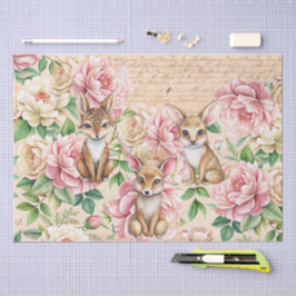 Papel De Seda Whimsical Vintage Floral & Animals Decoupage