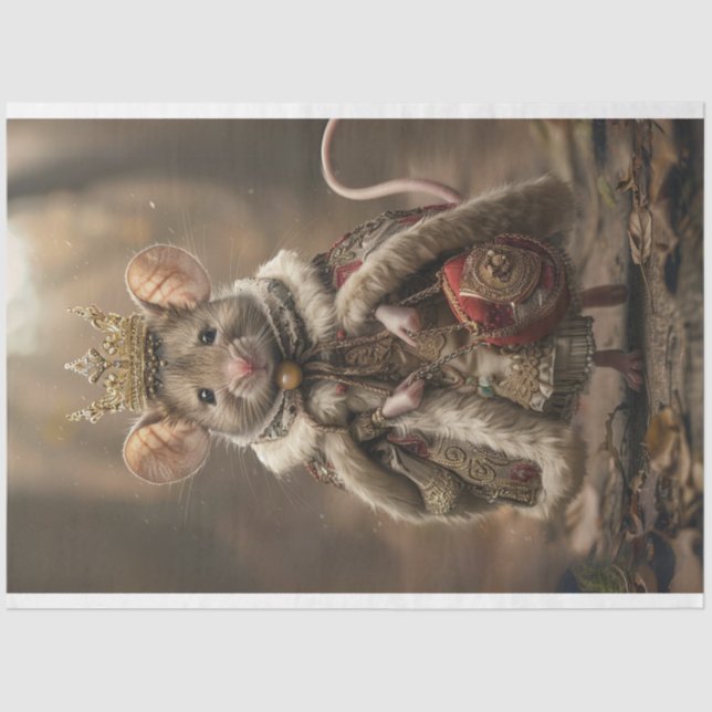 Papel De Seda Whimsical Vintage Mouse Queen Decoupage (Anverso)