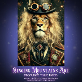 Papel De Seda Whimsical Vintage Steampunk Lion Decoupage