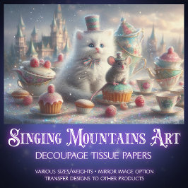 Papel De Seda Whimsical Vintage Tea Fiesta Cat Mouse Desnuda