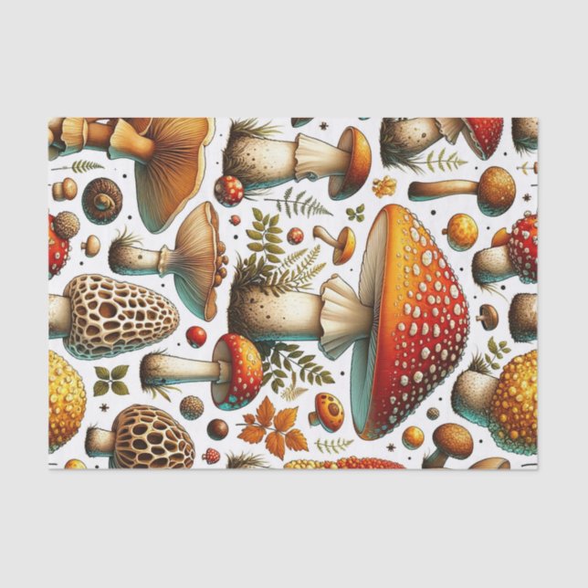 Papel De Seda Whimsical Wild Mushrooms (Anverso)
