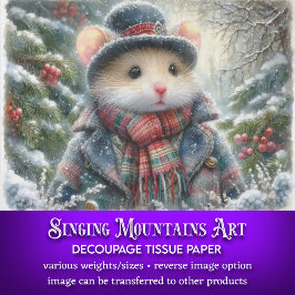 Papel De Seda Whimsical Winter Mouse Navidades Desnudos Forestal