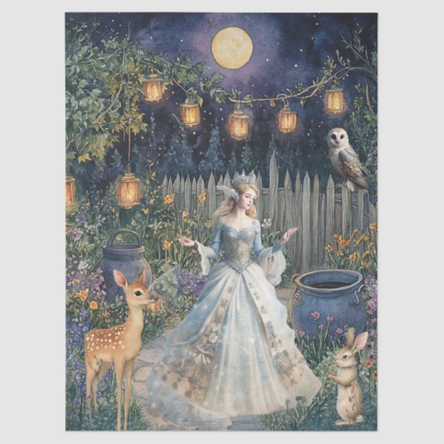 Papel De Seda Whimsical Woodland Animals & Fairy Decoupage Paper (Anverso)