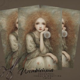 Papel De Seda Whimsical Woodland Fairy Portrait with Dandelion 