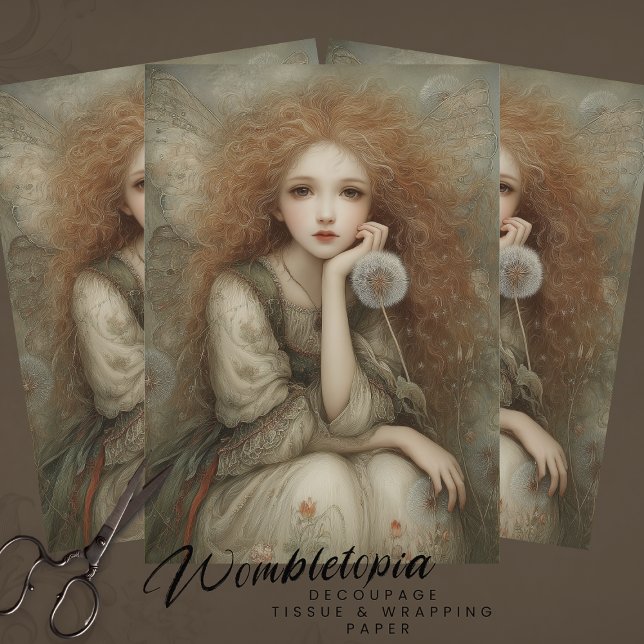 Papel De Seda Whimsical Woodland Fairy Portrait with Dandelion  (Subido por el creador)
