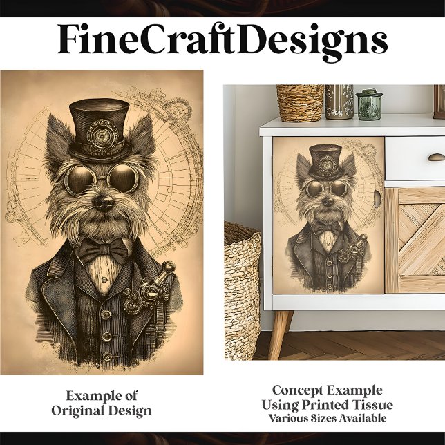 Papel De Seda Whimsical Yorkshire Terrier, Yorkie H1 Decoupage (Subido por el creador)