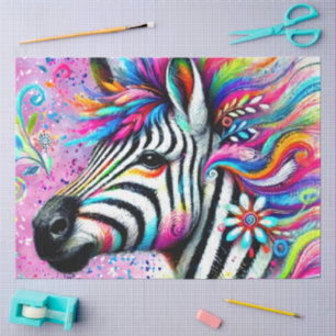 Papel De Seda Whimsical Zebra Floral Daisy Decoupage