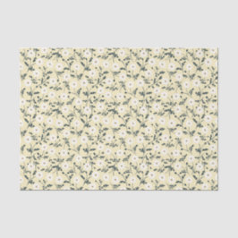 Papel De Seda Whispering Meadow - Butter Yellow Floral Pattern