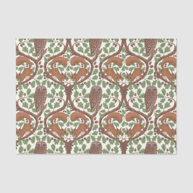 Papel De Seda Whispers/Owls y Squirrels en roble/mo (Anverso)