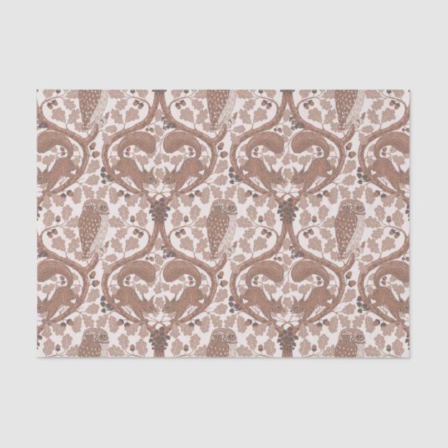 Papel De Seda Whispers/Owls y Squirrels en roble/mo (Anverso)