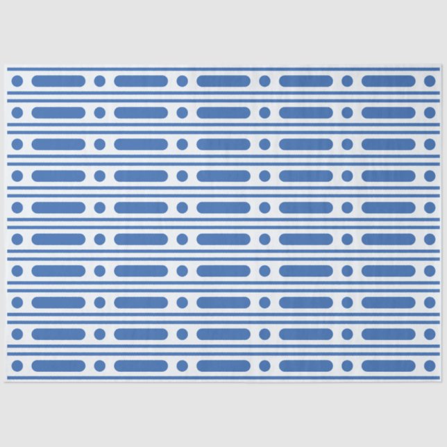 Papel De Seda White Blue Bone Inlay Dots Border Decoupage Paper (Anverso)