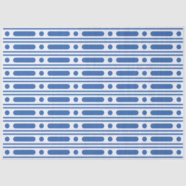 Papel De Seda White Blue Bone Inlay Dots Border Decoupage Paper (Anverso)