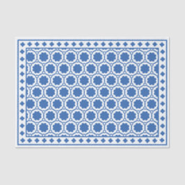 Papel De Seda White Blue Modern Bone Inlay Decoupage Paper